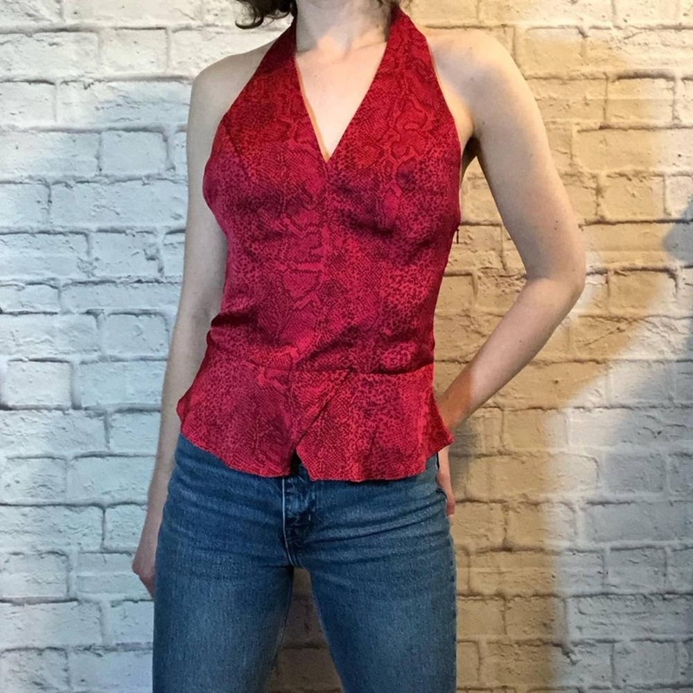 Red Halter Neck Women's Top 🔥